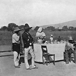 MEXICO: COFFEE, c1890. A coffee stand along the tracks of the Mexican Central Railroad in Mexico