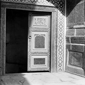 SAMARKAND: MADRASAH, c1910. The entrance to the Tillia-Kari Madrasah. Photograph, c1910