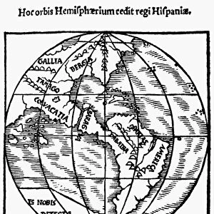 WORLD MAP, 1529. The Western Hemisphere in the world map by Franciscus Monachus