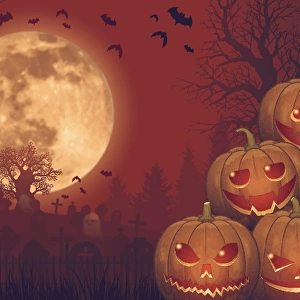 Halloween background [Jack o Lantern and Full moon]
