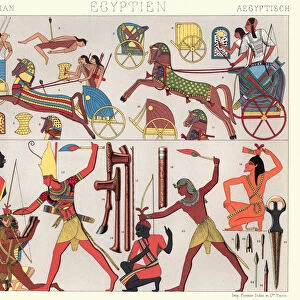 Ancient egyptian warriors and chariots