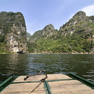 Near Ninh Binh, on the way along the river to the caves of Trung Anh, dry Halong Bay, Vietnam, Southeast Asia