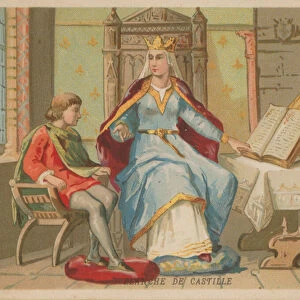Blanche of Castile, Queen consort of France as the wife of Louis VIII (1188-1252) (chromolitho)