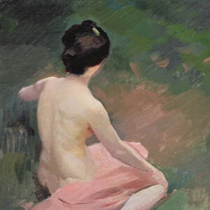 Female Nude (seated seen from the back) (oil on canvas)