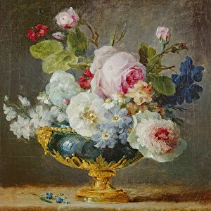 Flowers in a blue vase, 1782 (oil on canvas)