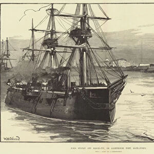 HMS Sultan off Ras-el-Tin, or Lighthouse Fort, Alexandria (engraving)