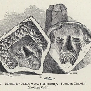Moulds of glazed ware, 14th century, found at Lincoln (colour litho)