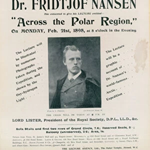 Programme for Dr Fridtjof Nansen lecture, Across the Polar Region (photo)