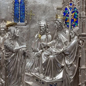 Saint John preaching before Herod, tile from The Silver Altar of Saint Johns Treasure, 1367-1483
