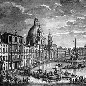 View of the Piazza Navona during the Ferragosto holiday, 1752 (etching)