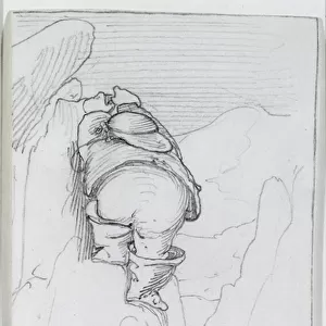 William Morris climbing a mountain in Iceland, c. 1871 (pencil on paper)
