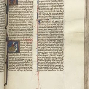 Fol. 194r, Judith, historiated initial A, Judith beheading Holofernes, c. 1275-1300