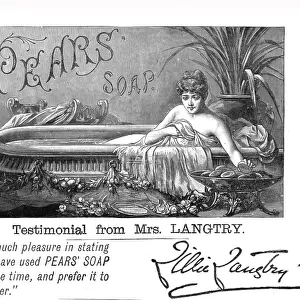 Pears Soap; Promoted by Lilli Langtry, 1890. Creator: Unknown
