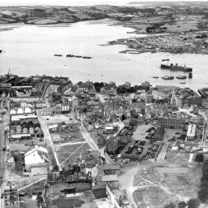 Devonport from the air in 1949 showing the extent of the war-time bombing