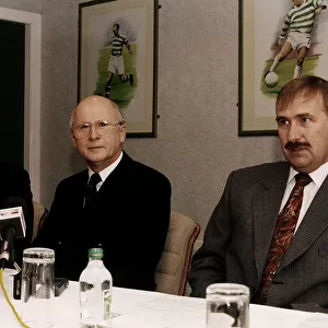 Fergus McCann managing director Celtic FC sitting with John Keane