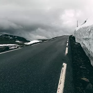 Famous Aurlandsvegen (Bjorgavegen) mountain road in Aurland, Norway in summer time