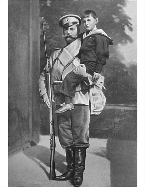 Tsar Nicholas II holding his son, the Tsarevich Alexei