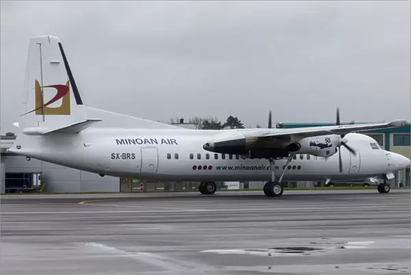 Fokker 50 of Minoan Air inaugural sat Oxford, 4 March 2