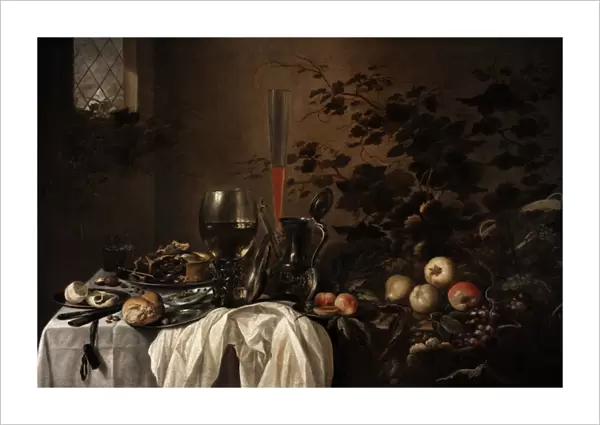 Still life with fruits and glasses by Pieter Claesz (1597-16