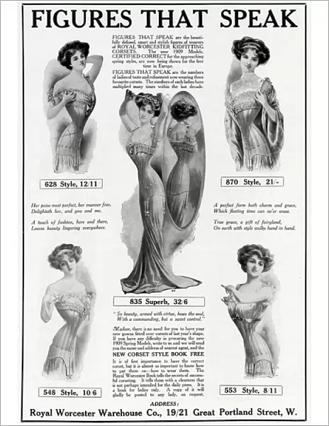 Advert for Royal Worcester corsets 1909