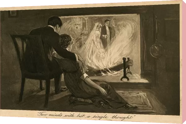 Romantic couple imagine their wedding day, 1913
