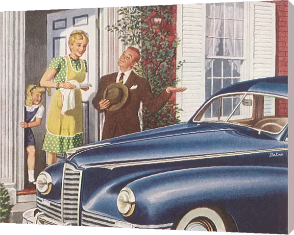 Dad Shows Off New Car Date: 1947