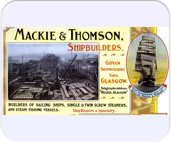Advert, Mackie & Thomson, Shipbuilders, Govan, Glasgow