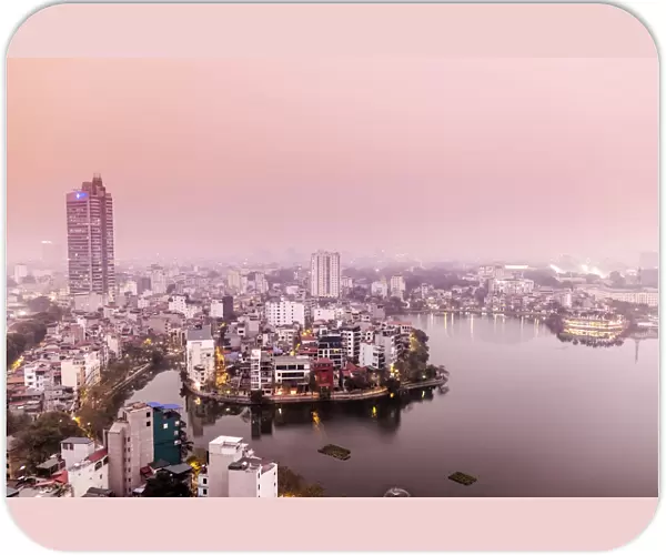 View of the central Hanoi skyline and West Lake, Hanoi, Vietnam, Indochina, Southeast Asia