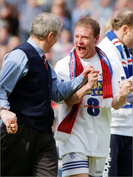 Walter Smith and Paul Gascoigne celebrate winning the Scottish league title in 1996