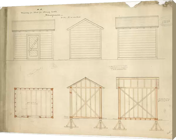 M. R Sharpness -Drawing for Shed for Storing Sacks [1877]