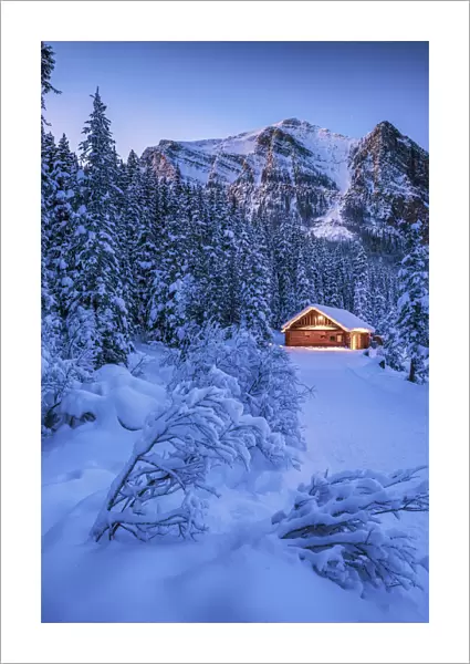 Cabin in Winter, Lake Louise, Banff National Park, Alberta, Canada