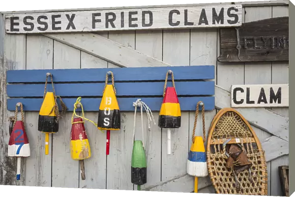 USA, New England, Massachusetts, Cape Ann, Essex, antique lobster buoys