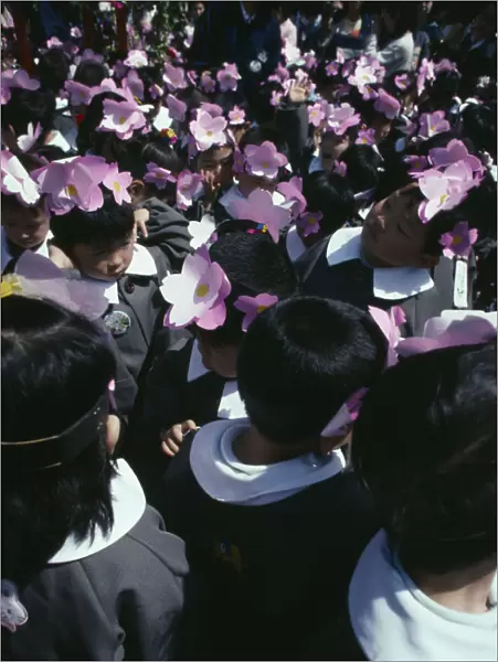 20074705. JAPAN Honshu Tokyo Asakusa. Nursery school children in uniforms