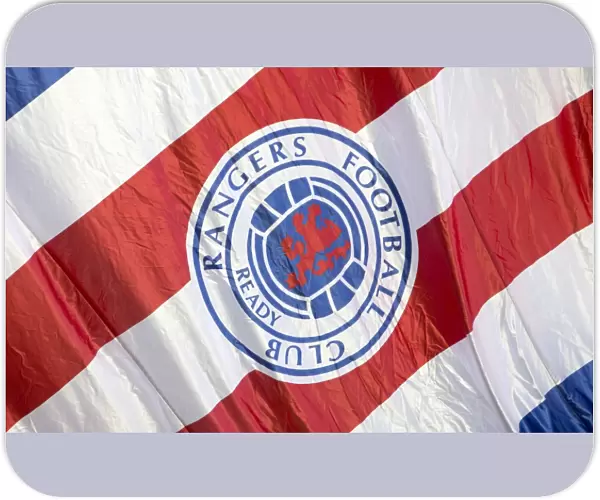 Rangers Flag Bearers Celebrate Scottish Cup Victory over Hibernian at Ibrox Stadium (2003)