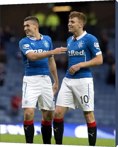 Rangers: Fraser Aird and Lewis Macleod Celebrate Petrofac Training Cup Goal at Ibrox Stadium