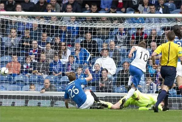 Rangers Gavin Reilly Scores Opening Goal Against Queen of the South in SPFL Championship at Ibrox Stadium