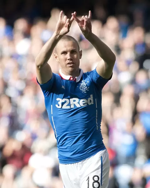 Rangers Kenny Miller: Celebrating Championship Goal vs. Queen of the South at Ibrox Stadium