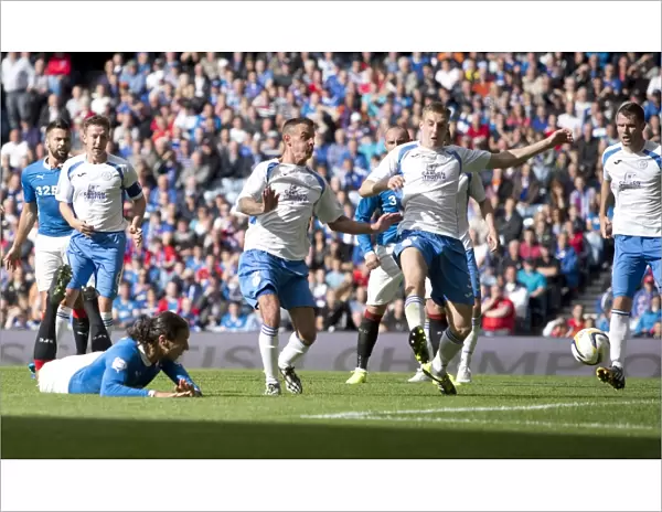 Rangers Bilel Mohsni Scores the Thrilling Third Goal Against Queen of the South at Ibrox Stadium (SPFL Championship 2023)