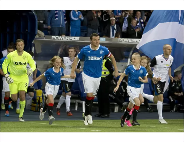 Rangers Football Club: Lee McCulloch and Ibrox Stadium Mascots Lead the Team Out in Scottish League Cup Match against Inverness Caledonian Thistle