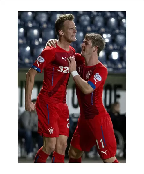 Rangers Dean Shiels and David Templeton: Celebrating a Goal in the Scottish League Cup Match Against Falkirk