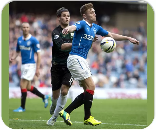 Rangers Lewis Macleod Protects the Ball from Raith Rovers at Ibrox Stadium - SPFL Championship