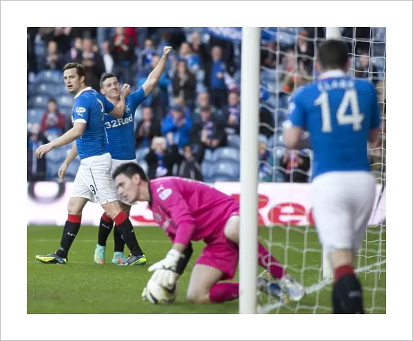 Rangers Jon Daly Celebrates First Goal in Championship Win over Raith Rovers at Ibrox Stadium