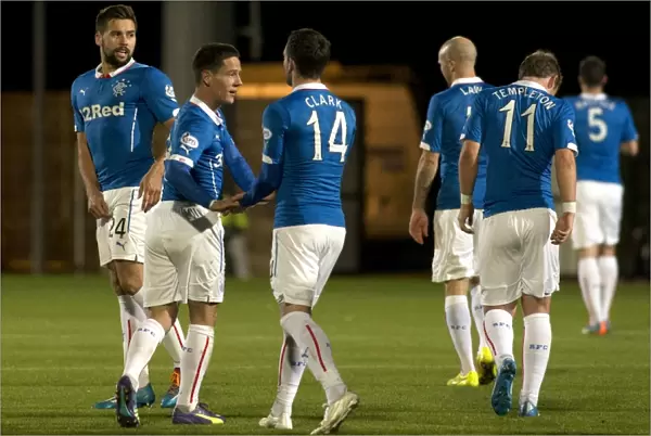 Rangers: Ian Black and Nicky Clark Celebrate Goal in Petrofac Training Cup Quarterfinal at East Fife's Bayview Stadium