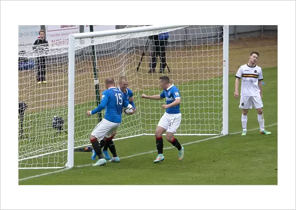 Rangers: Miller, Boyd, and Aird's Triumphant Goal Celebration (SPFL Championship)