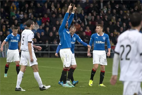 Rangers Triumph: Boyd, Miller, and Macleod Celebrate Championship Goal
