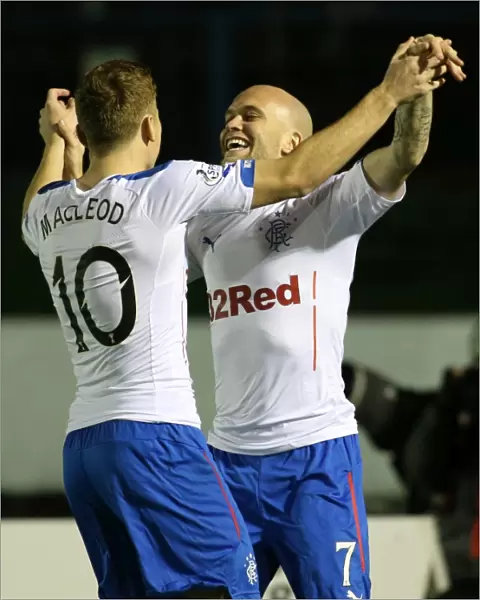 Rangers Football Club: Nicky Law and Lewis Macleod's Thrilling Goal Celebration in Scottish Championship Match against Cowdenbeath