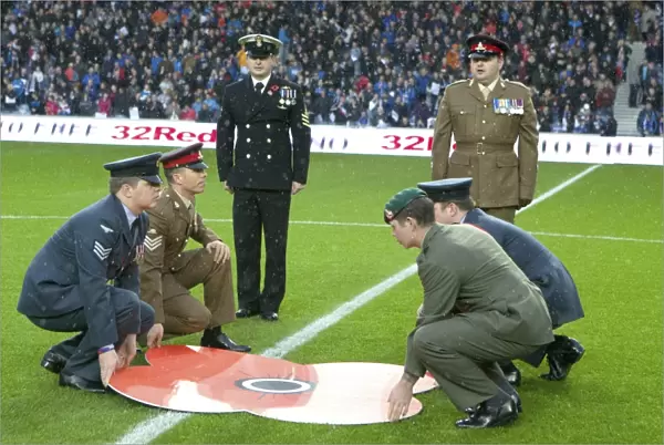 Rangers Football Club: Honoring Heroes - Poppy Tribute to Armed Forces at Ibrox Stadium (Scottish Cup Champions 2003)