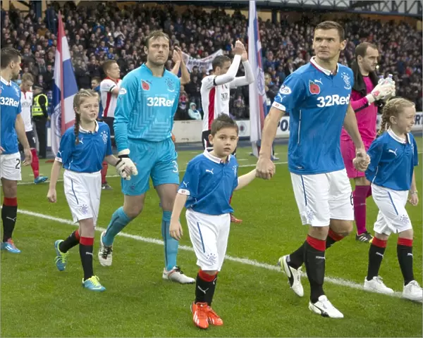 Rangers Football Club: Lee McCulloch and Mascots Leading Out the 2003 Scottish Championship-Winning Squad and Scottish Cup Triumph at Ibrox Stadium