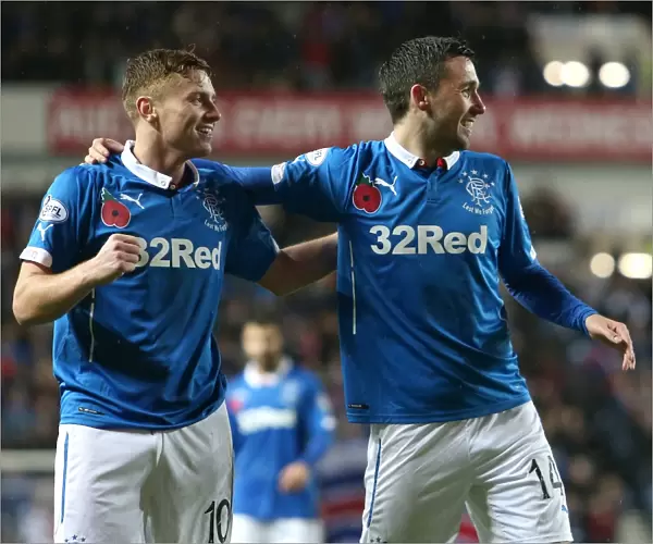 Rangers: Nicky Clark and Lewis Macleod Celebrate Goal in SPFL Championship (2014)