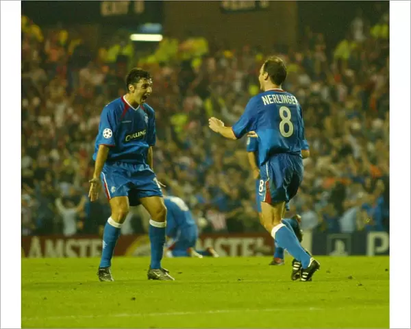 Rangers Celebrate: Nerlinger and Khizanishvili's Goal vs. Stuttgart (16 / 09 / 2003)